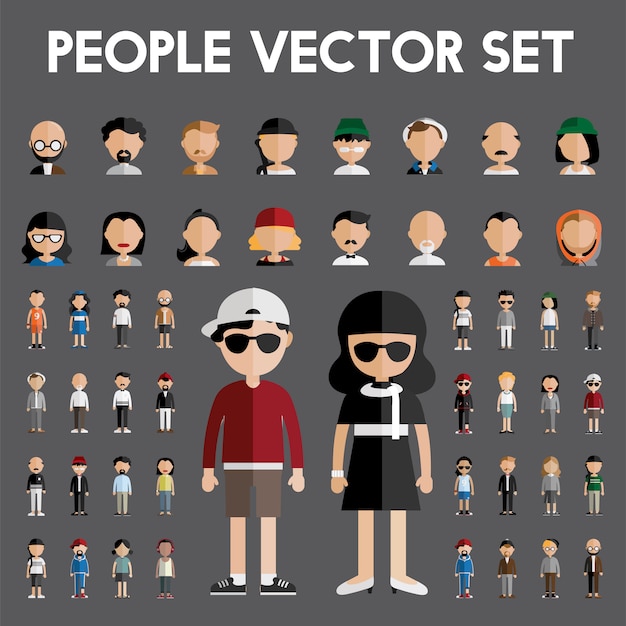 Vector gratuito colección de personas y accesorios.