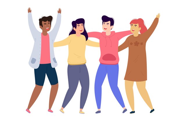 Colección de personas celebrando juntas