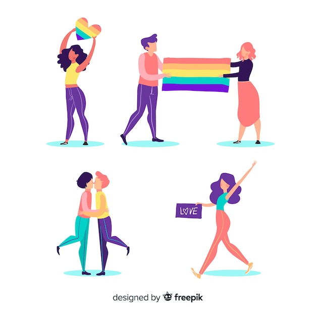 Colección de personas celebrando el orgullo lgbt