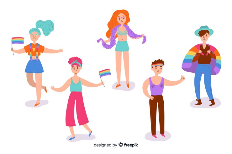 Vector gratuito colección de personas celebrando el orgullo lgbt