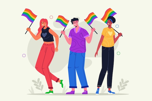 Vector gratuito colección de personas del día del orgullo plano orgánico