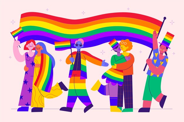 Colección de personas del día del orgullo plano orgánico