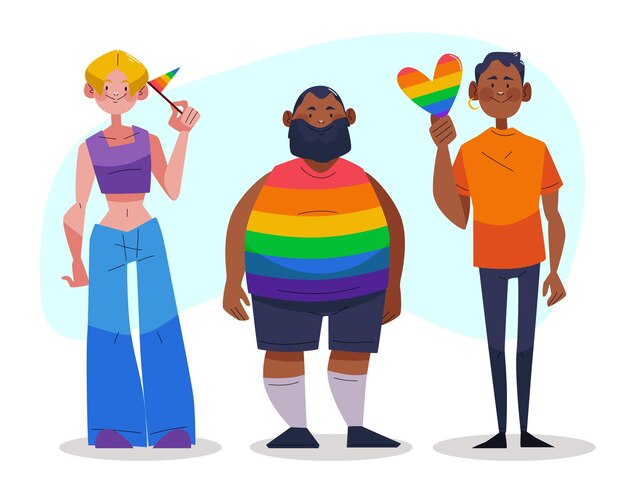 Colección de personas del día del orgullo plano orgánico