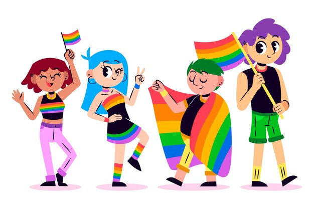 Colección personas dibujadas a mano del día del orgullo