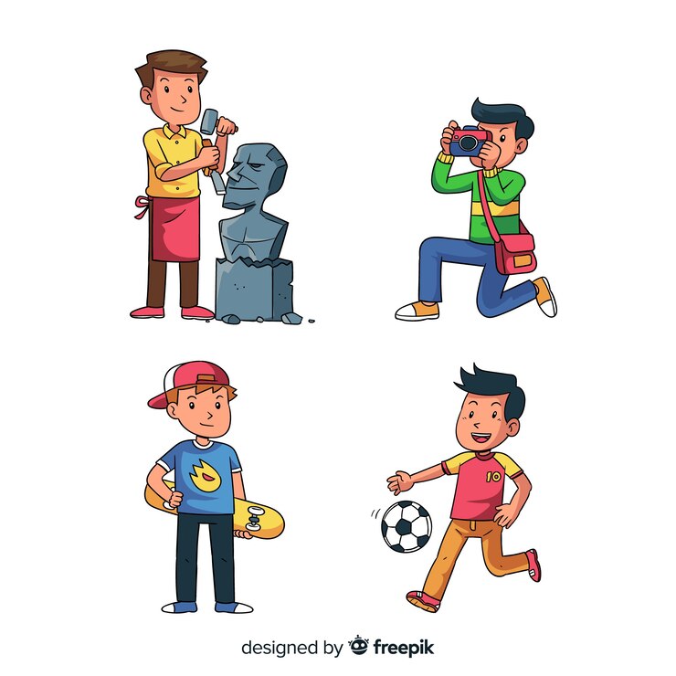 Vector gratuito colección de personas disfrutando de su tiempo libre.