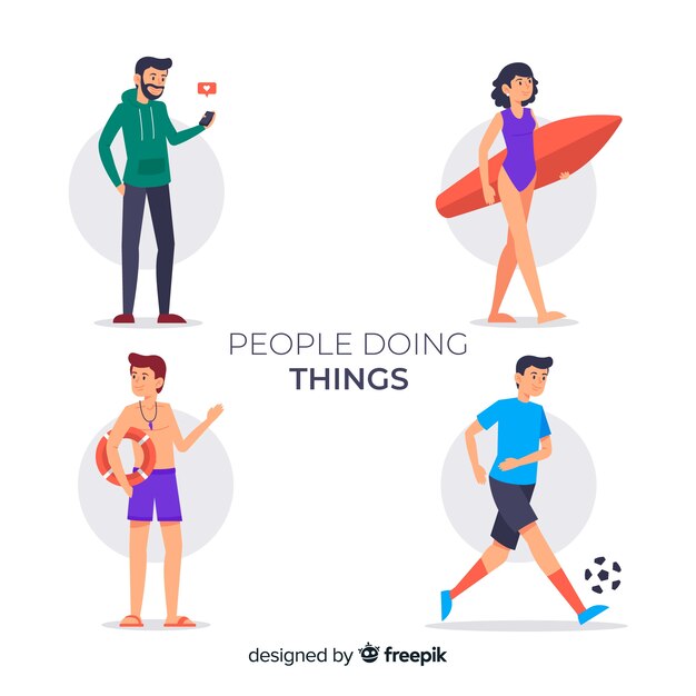 Colección de personas haciendo actividades