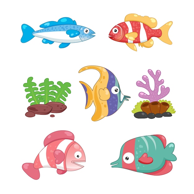 Colección de pescados a color