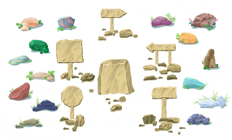 Vector gratuito colección de piedras naturales de dibujos animados