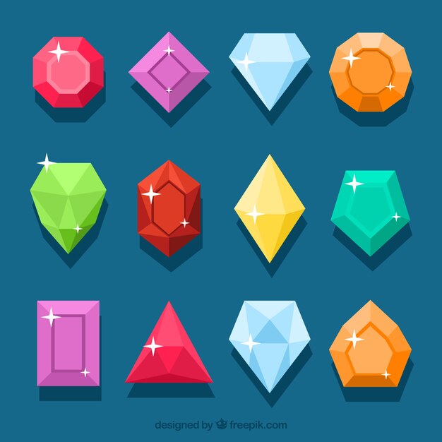 Colección de piedras preciosas de colores