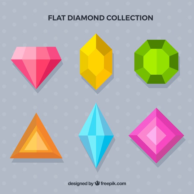 Colección de piedras preciosas en diseño plano