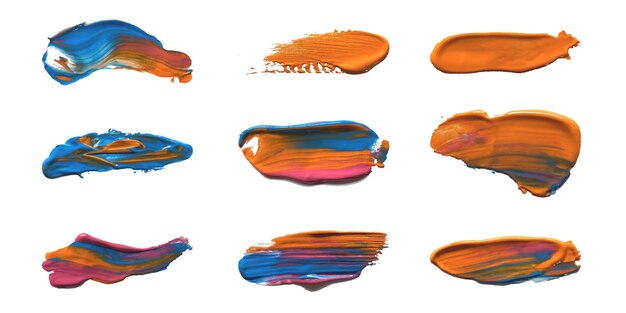 Colección de pinceladas acrílicas pintadas a mano