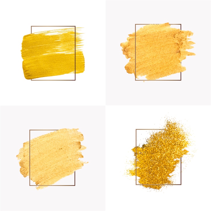 Vector gratuito colección de pinceladas de oro.