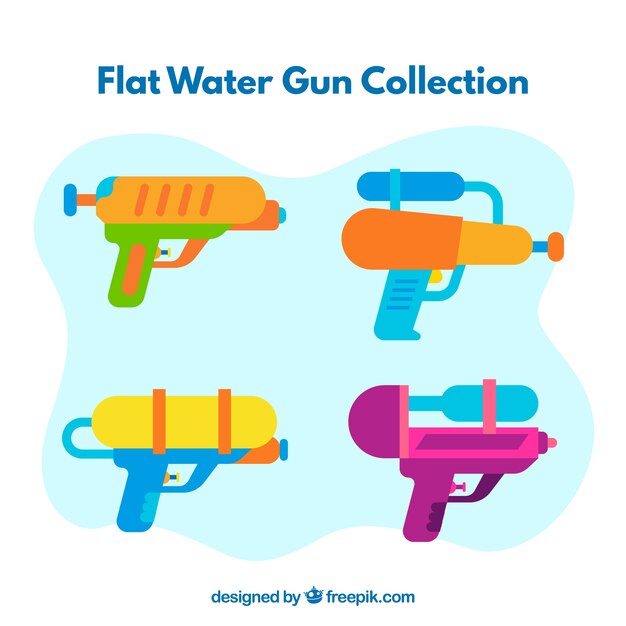 Colección de pistolas de agua con colores diferentes