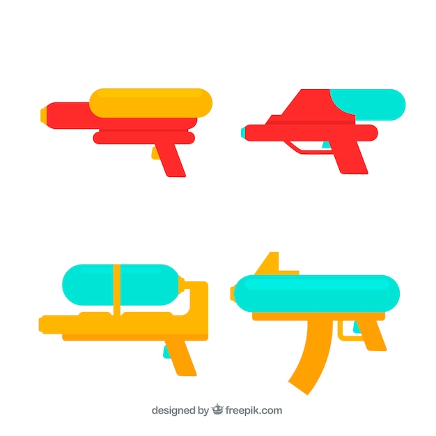 Colección de pistolas de agua en colores planos