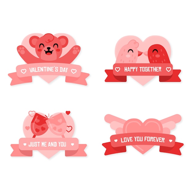 Colección de placas de diseño plano para el día de san valentín