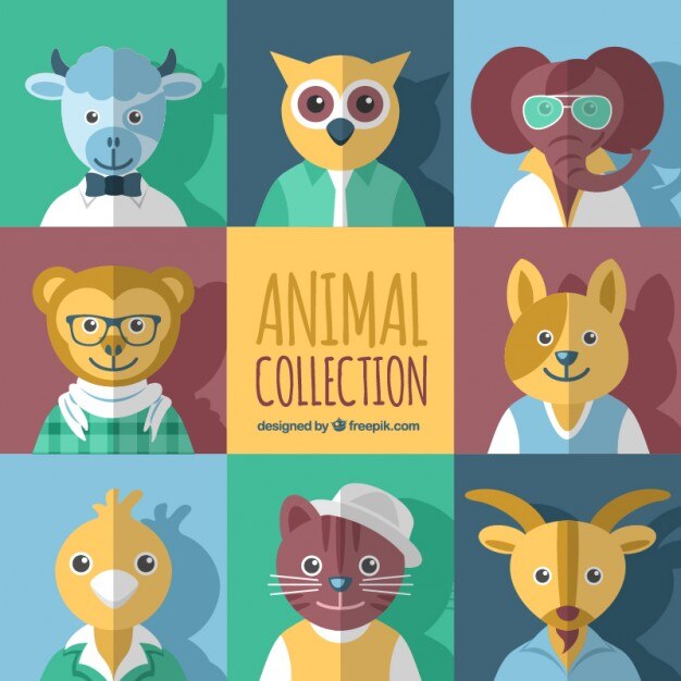 Vector gratuito colección plana de animales