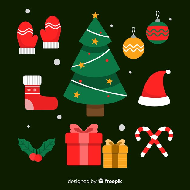 Colección plana de árboles de navidad