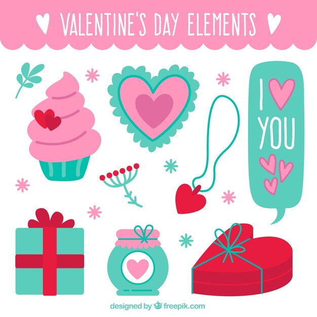Colección plana de artículos fantásticos para el día de san valentín