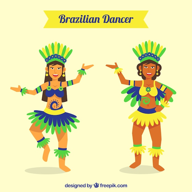 Vector gratuito colección plana de bailarines de carnaval brasileño