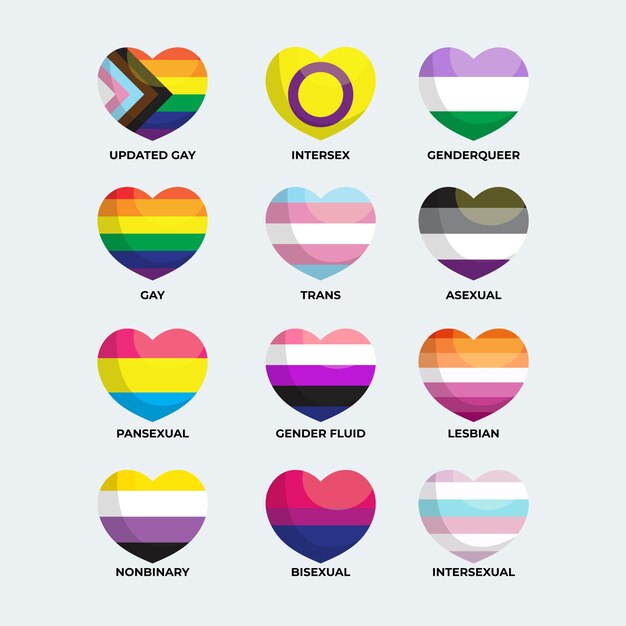Colección plana de banderas del mes del orgullo lgbt