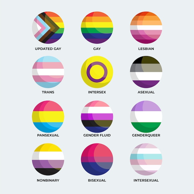 Colección plana de banderas del mes del orgullo lgbt