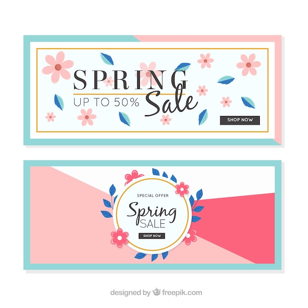 Vector gratuito colección plana de banners de web de primavera