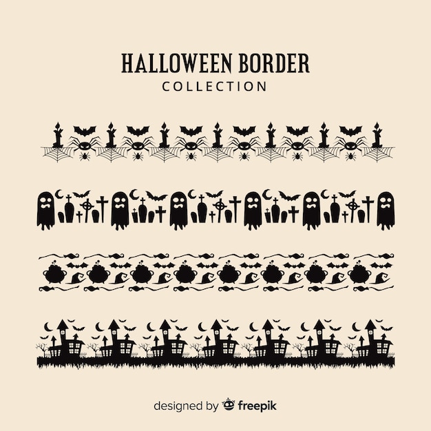 Colección plana de borde de halloween