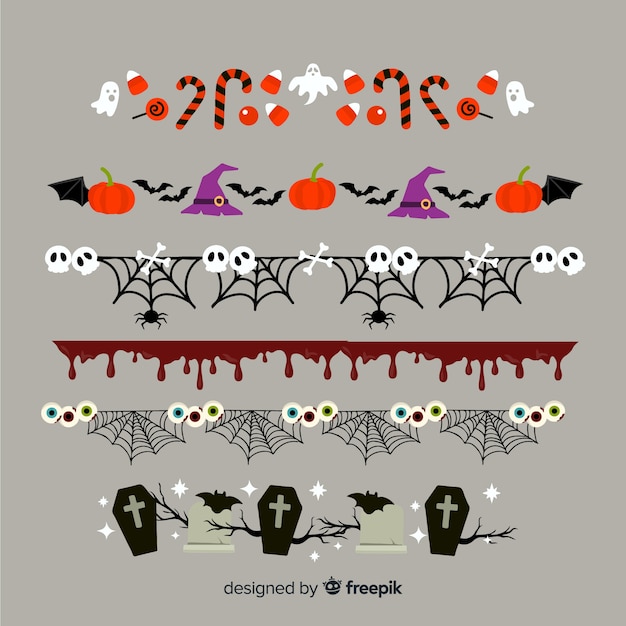 Vector gratuito colección plana de borde de halloween