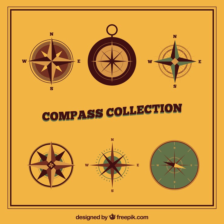 Vector gratuito colección plana de brújulas