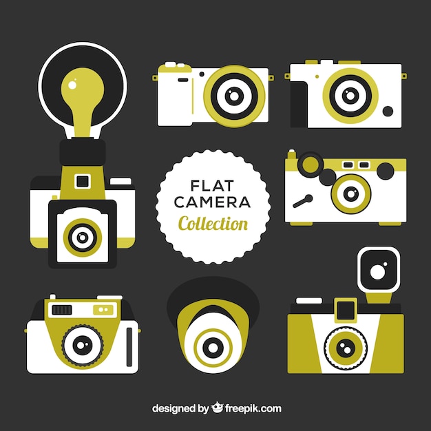 Vector gratuito colección plana de cámaras