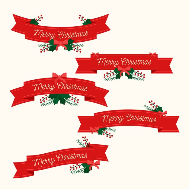 Colección plana de cintas navideñas