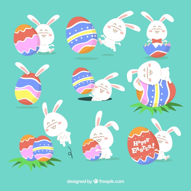 Colección plana de conejo de pascua