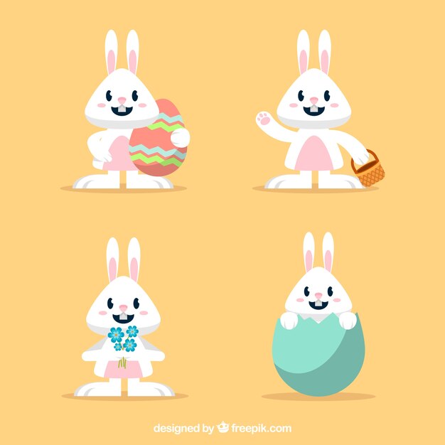 Colección plana de conejo de pascua