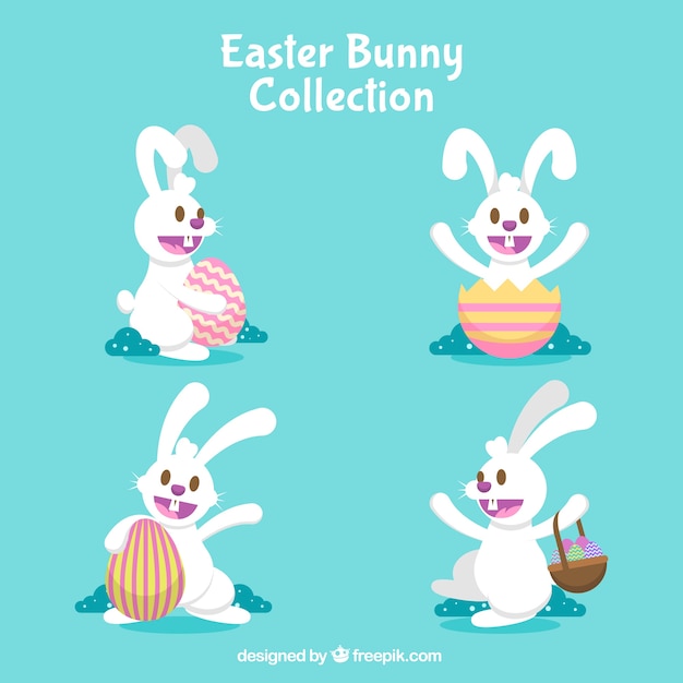 Colección plana de conejo de pascua