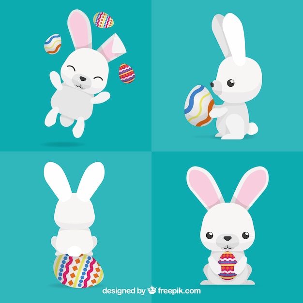 Colección plana de conejo de pascua