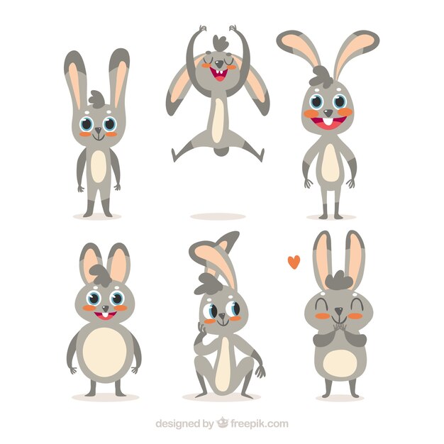 Colección plana de conejo de pascua