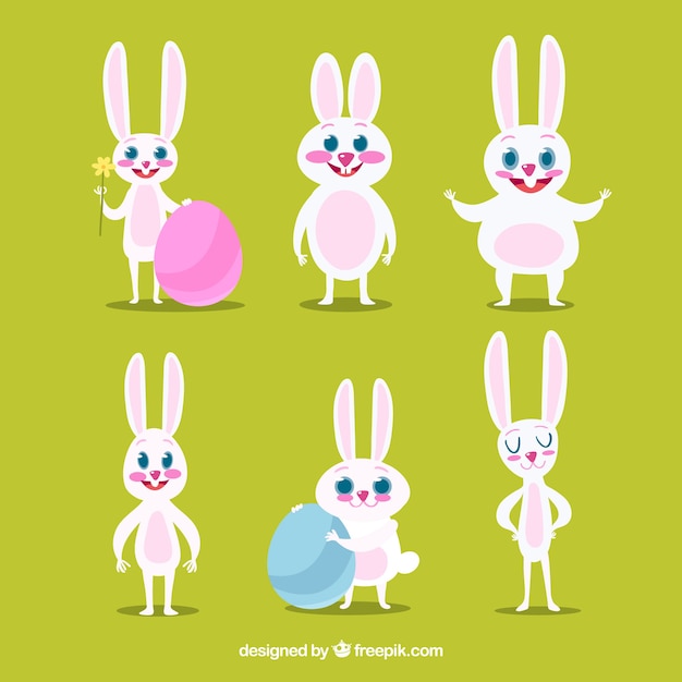 Colección plana de conejo de pascua