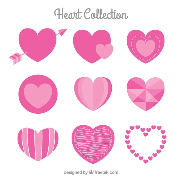 Colección plana de corazones