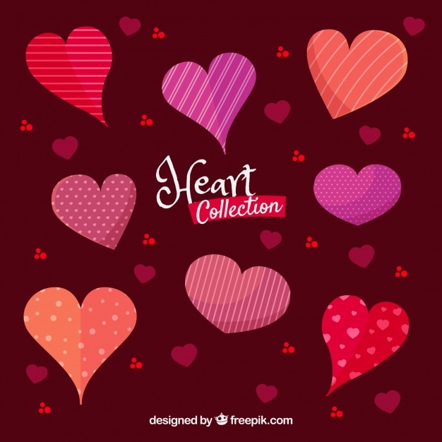 Vector gratuito colección plana de corazones