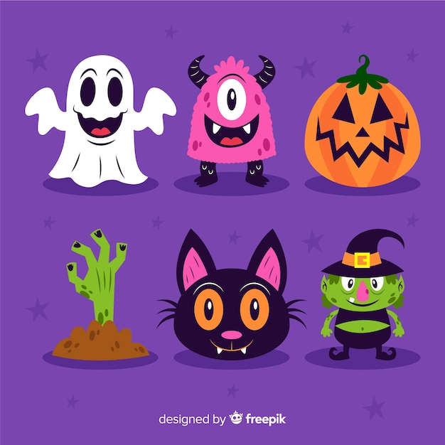 Vector gratuito colección plana de decoración de halloween