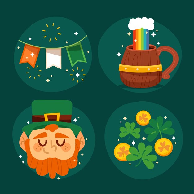 Vector gratuito colección plana de elementos de celebración del día de san patricio