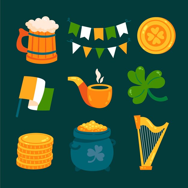 Colección plana de elementos de celebración del día de san patricio