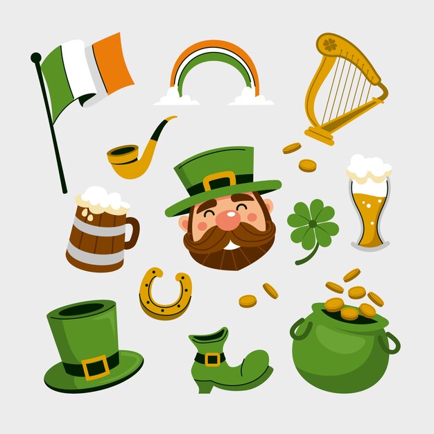 Colección plana de elementos de celebración del día de san patricio