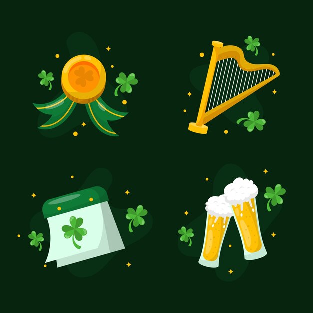 Vector gratuito colección plana de elementos de celebración del día de san patricio