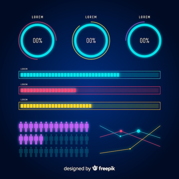Colección plana elementos infografía degradados