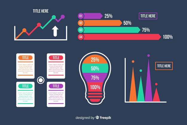 Colección plana elementos infografía degradados