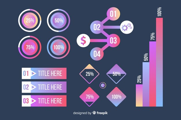 Colección plana elementos infografía degradados