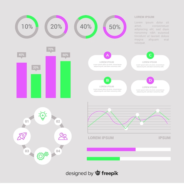 Colección plana elementos infografía con estadísticas