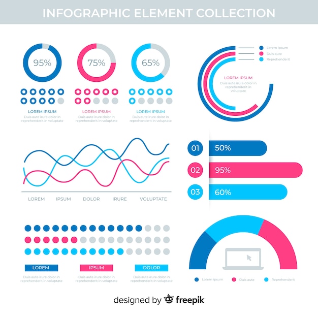 Colección plana elementos infografía con estadísticas
