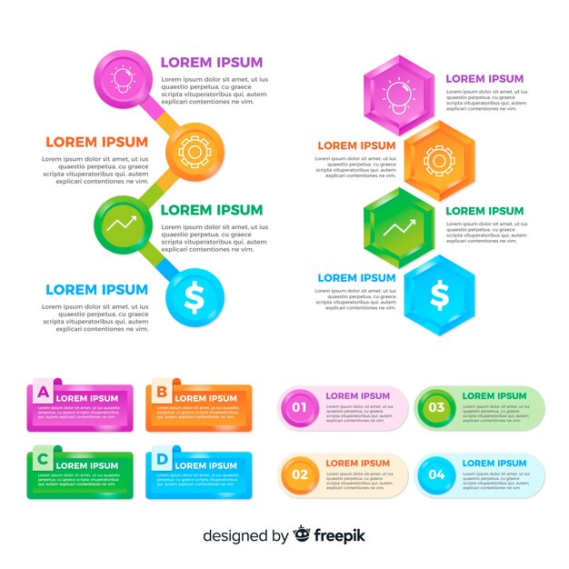 Colección plana elementos infografía con estadísticas